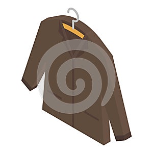 Coat on hanger icon, isometric style