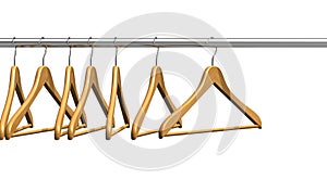 Coat hangers on clothes rail