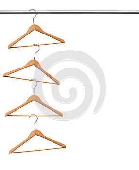 Coat hangers hanging on a clothes rail.