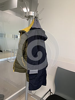 Coat rack in an emergency waiting room Limmattal Hospital Switzerland