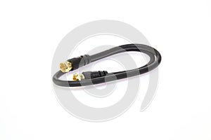 Coaxial cable in a white background