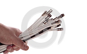 Coaxial cables in hand