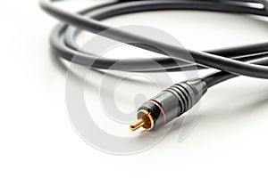 Coaxial RCA wire cable close up
