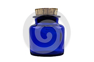 Blue Glass Bottle Isolated On A White Background