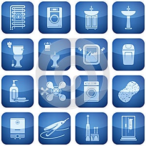 Cobalt Square 2D Icons Set: Bathroom photo