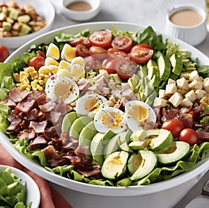 Cobb Salad in White Bowl