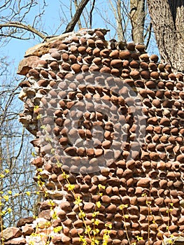 Cobblestone building of wall detail from 1830's