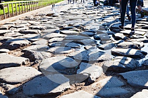 Cobble stone in the end of ancient Appian Way