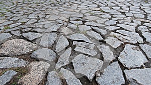 Cobble stone floor on sidewalk