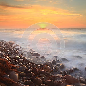 Cobble stones sunset photo