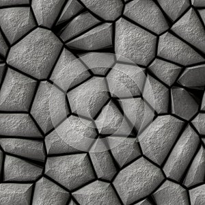 Cobble stones irregular mosaic texture seamless background - pavement gray natural colored
