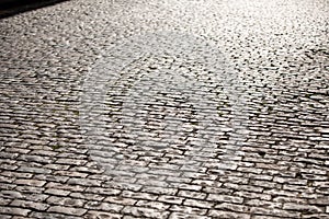 Cobble street in Bristol, England, UK