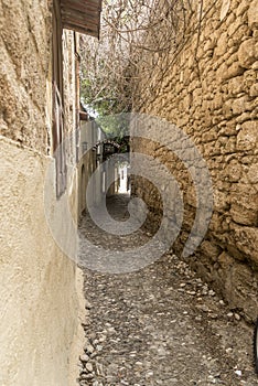 Cobbled back street in the old town of Rhodes