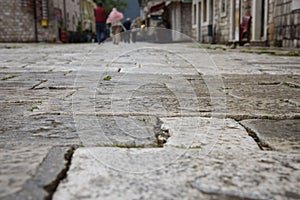 Cobbled ground, in Ston, Dubrovnik Neretva county, located on the Peljesac peninsula, Croatia photo