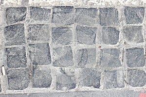Cobbled pavement made of granite cubes
