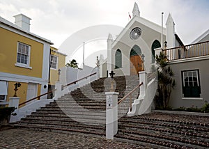 Cobbled Staircase to St Peters Anglican Church in St George, Bermuda photo