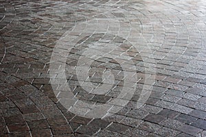 Cobbled stone way. Nice pavement stone pattern background.