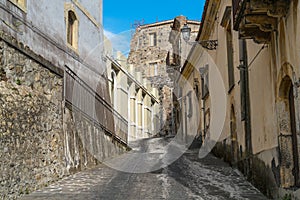 Cobbled street, Castiglione di Sicilia, Sicily, Italy photo