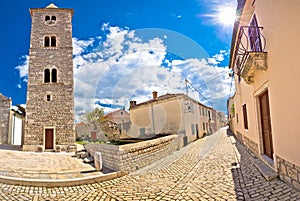 Cobbled street of Nin panoramic view