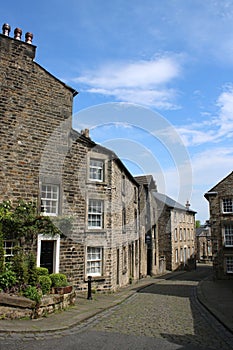 Cobbled street, old stone houses, Lancaster England