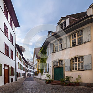 Cobbled street in the old town centre of Basel