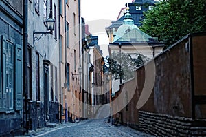 Cobbled street in Stockholm city