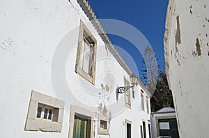 Cobbled streets in Faro city historical center, Algarve, Southern Portugal