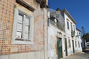 Cobbled streets in Faro city historical center, Algarve, Southern Portugal