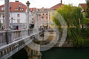 Cobblers Bridge in Ljubljana, Slovenia