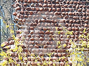 Cobblestone building wall made with red Ontario stones