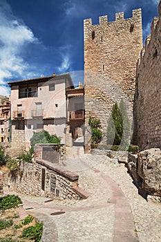 Cobblestone Passage next to the Walls in Albarracin