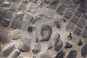 Cobblestone pavement in the city