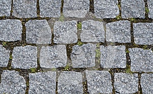 Cobblestone pavement in the city