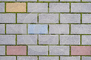 Cobblestone pavement Stone tile floor paving. Abstract background texture.