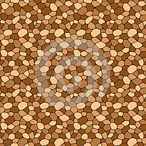 cobblestone paving seamless pattern vector illustration. Pebble repeated background. brown stone rubble template
