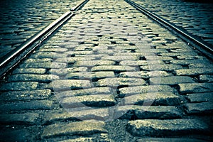 Cobblestone and rails