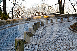 Cobblestone road through Fort Tryon Park, Upper Manhattan, New York