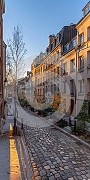 A cobblestone street with