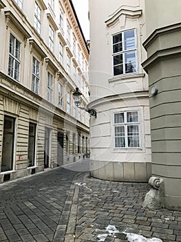 Cobblestone street in Bratislava