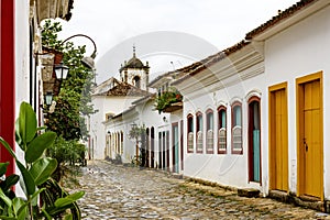 Cobblestone street in the historic center of Paraty