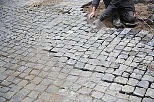 Cobblestone street repair