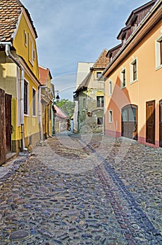 Cobblestone Street, Sighisoara, Romania