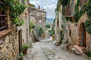 Cobblestone Street in a Small Village