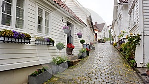 Cobblestone street in Stavanger, Norway