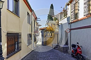Cobblestone streets in old town of Xanthi, East Macedonia and Thrace