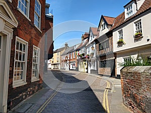 Cobblestoned Historic Elm Hill, Norwich, Norfolk, England photo