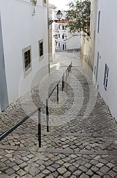 Cobblestoned Street in Albufeira, Portugal photo