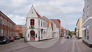 Cobblestoned street in Ribe, Denmark