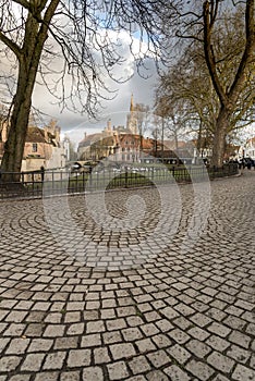 Cobblestones and Canalside houses Bruges