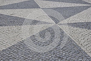 Cobblestones Paving design in Sitio da Nazare Square from Nazare Resort in Portugal